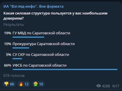 Составлен рейтинг доверия силовым структурам  Саратовской области