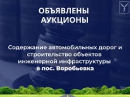 Объявлены аукционы на содержание автомобильных дорог и строительство объектов инженерной инфраструктуры в пос. Воробьевка