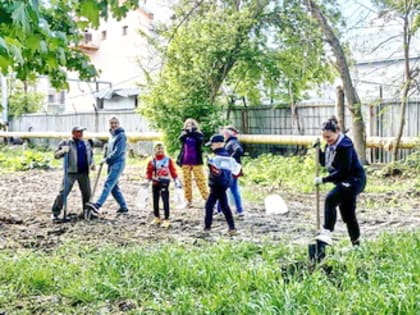 Елена Злобнова помогла жителям озеленить двор