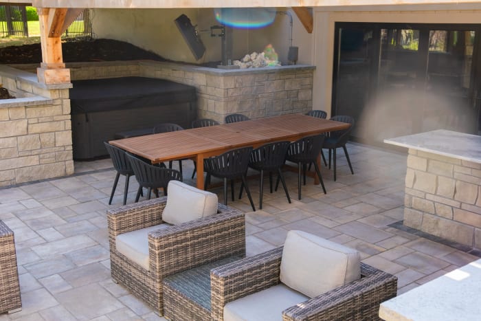 Lenexa build detail: hot tub on the patio