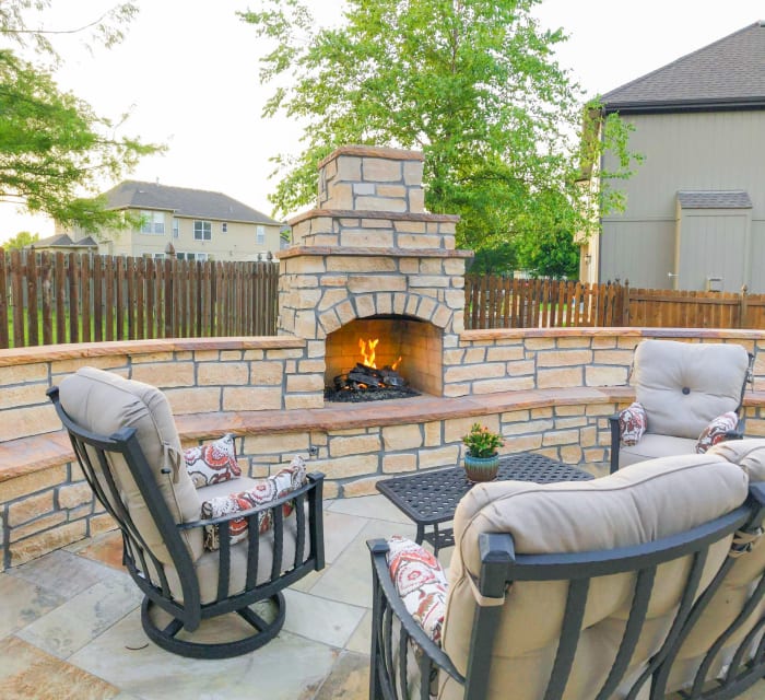 Natural Stone Patio and Fireplace, Kansas City, MO
