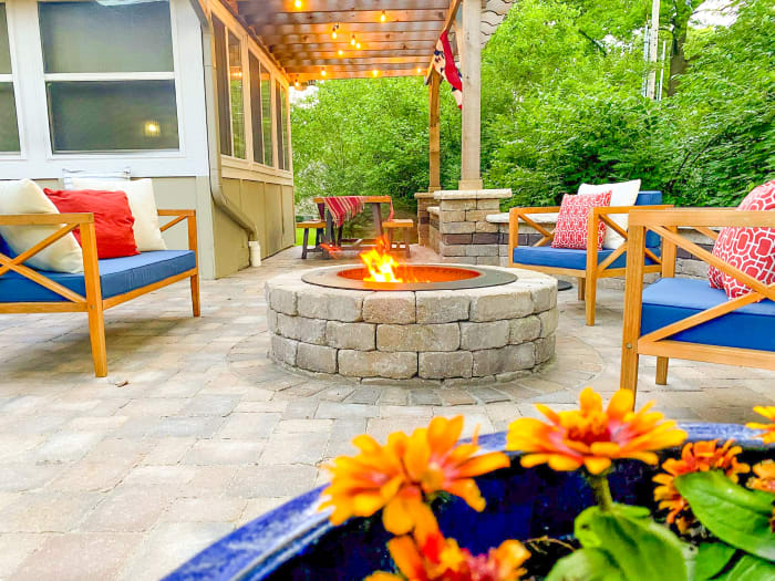 KCMO build detail: gas fire pit lounge
