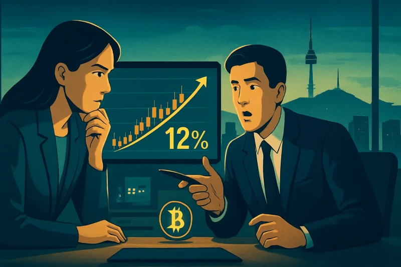 Bitcoin trading volume surges 12% in the Korean crypto market.