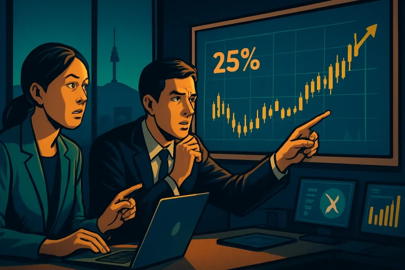 Bitcoin trading volatility in Korea spikes 25% on Upbit market activity.