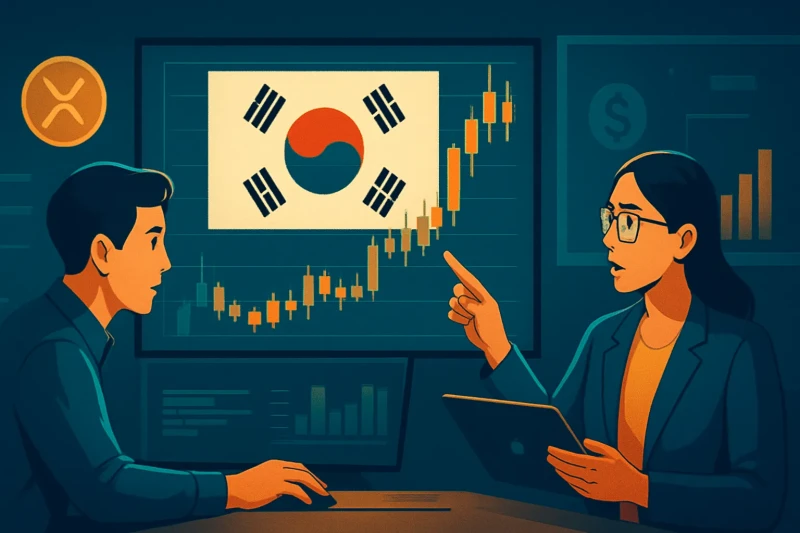 A graph illustrating the ₩1.5 trillion Bitcoin trading spike in Korea's crypto market.