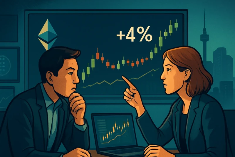 Ethereum trading surges in Korea as crypto market experiences a 4% price increase.