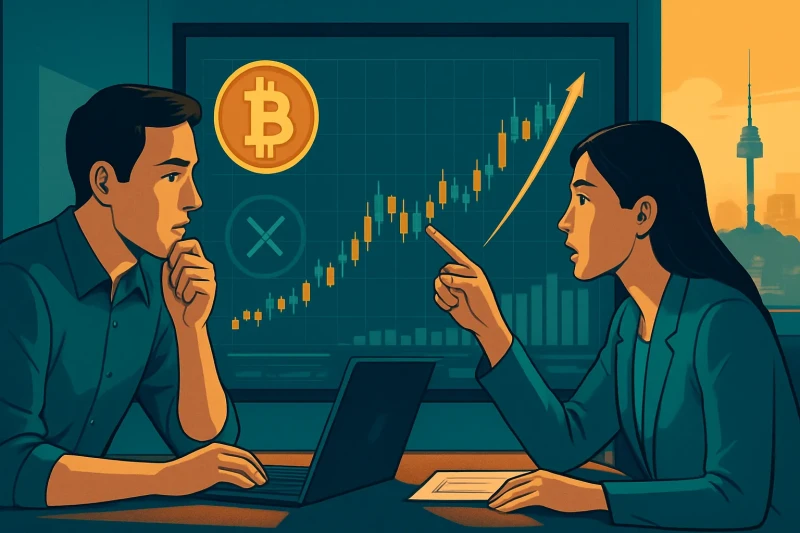 A trader analyzes Bitcoin trends in the Korean crypto market during a volume spike.