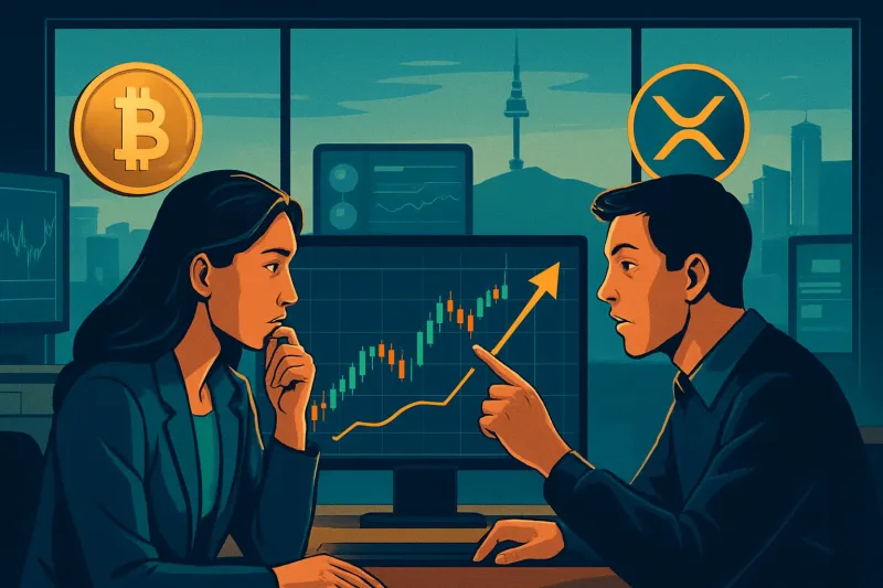 Korean market shows a significant rise in Bitcoin trading volume compared to global trends.
