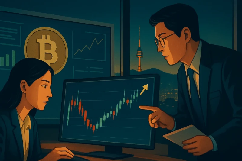 Bitcoin trading in Korea shows a 5% Kimchi premium as market volume rises.