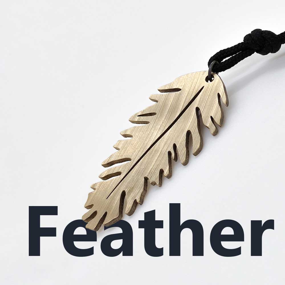 Feather Necklace made of a drum cymbal