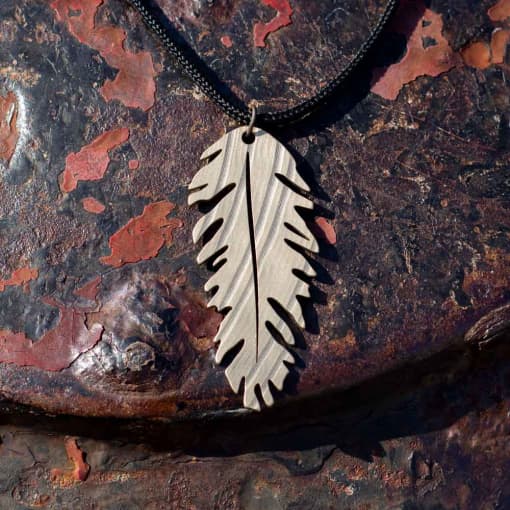 Feather necklace produced from cymbal material