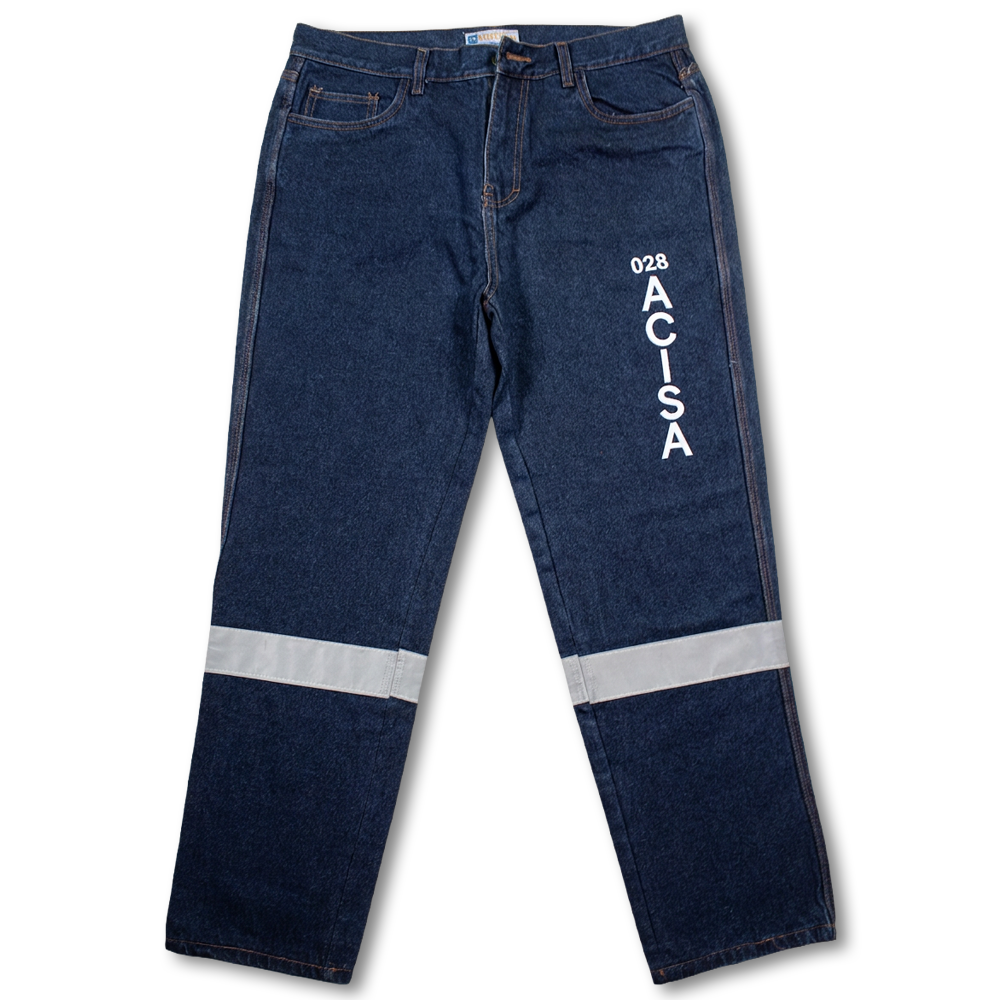 Pantalón de Trabajo en Denim / Jeans Industrial con Reflectivo