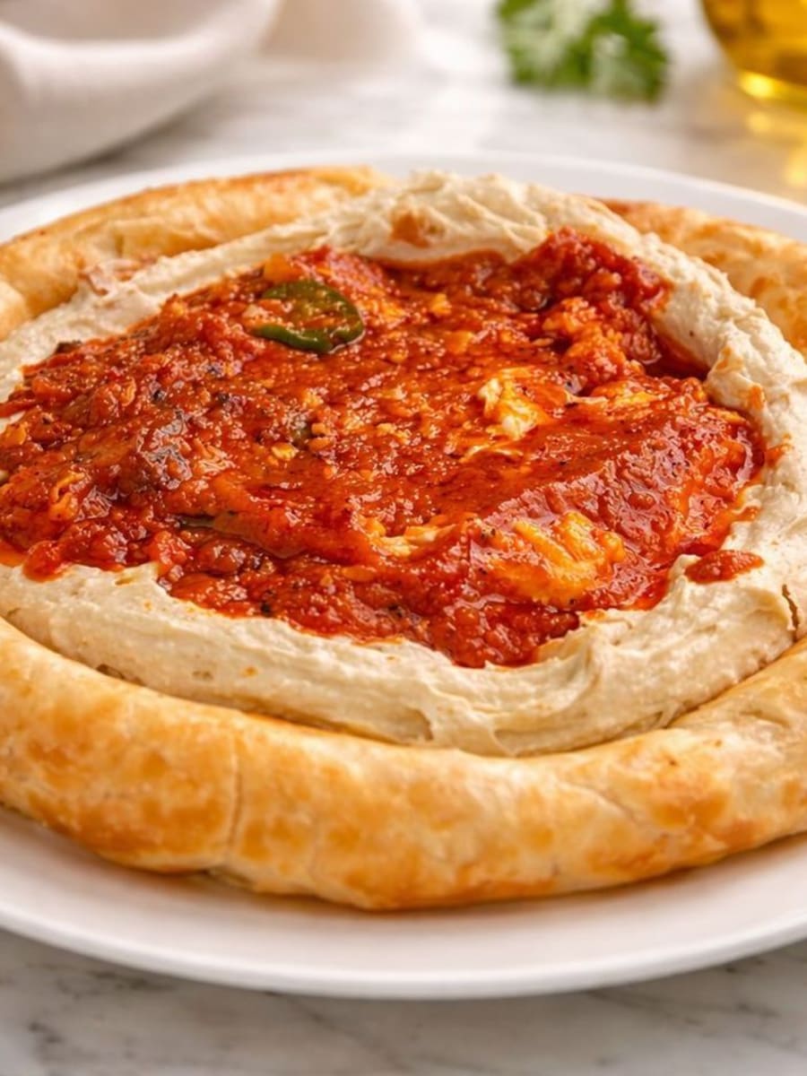 Shakshuka over malawach, a Panini Cafe signature dish