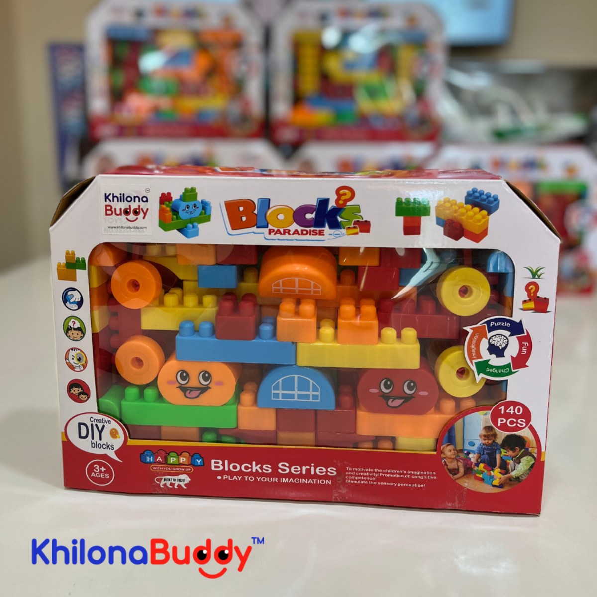 KhilonaBuddy Building Blocks Set for Kids | Colorful DIY Construction Blocks for 3+ Years | Educational & Creative Toy for Boys & Girls | 140 PCS,