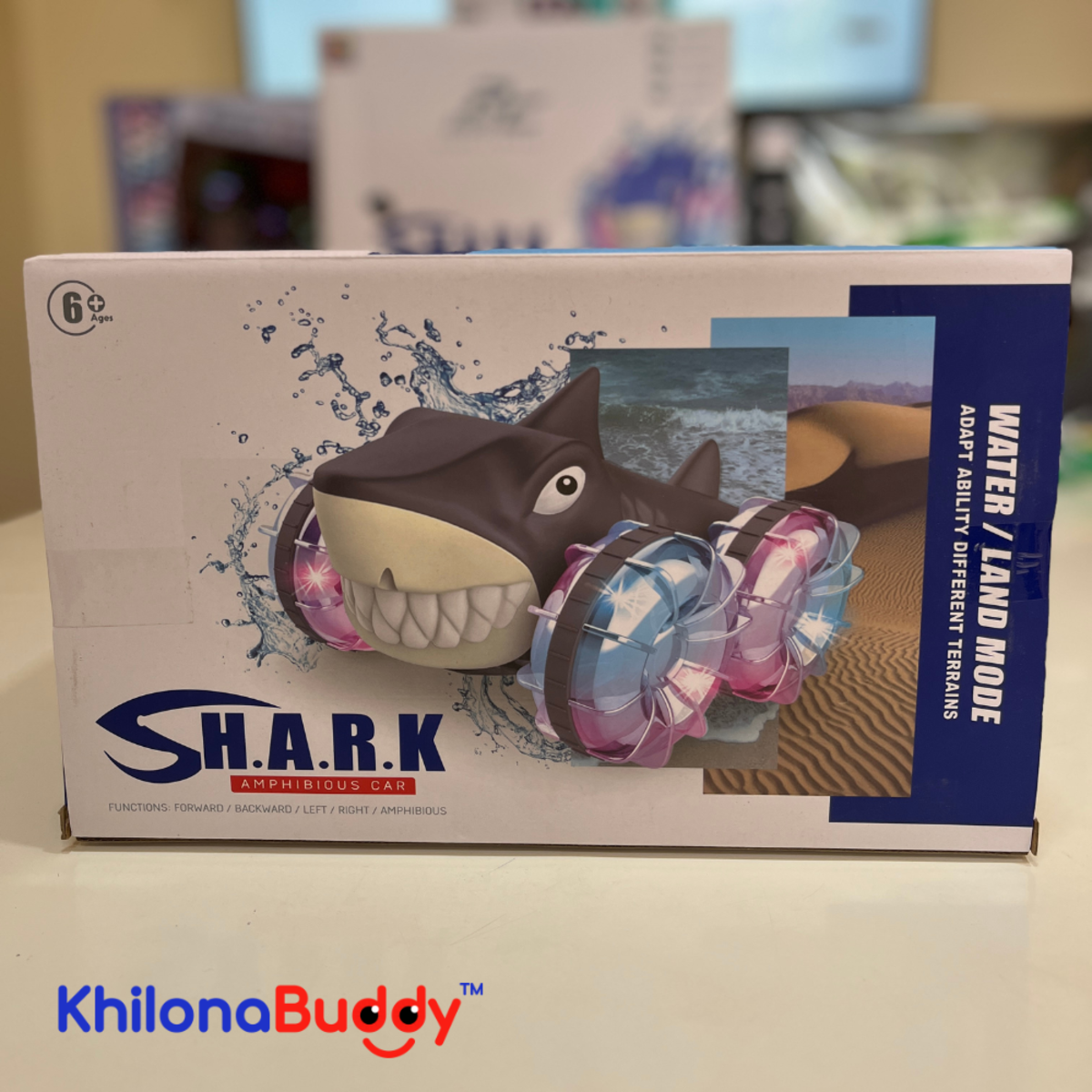 KhilonaBuddy SHARK Amphibious RC Car | Water & Land Remote Control Car | 360° Rotation | LED Lights