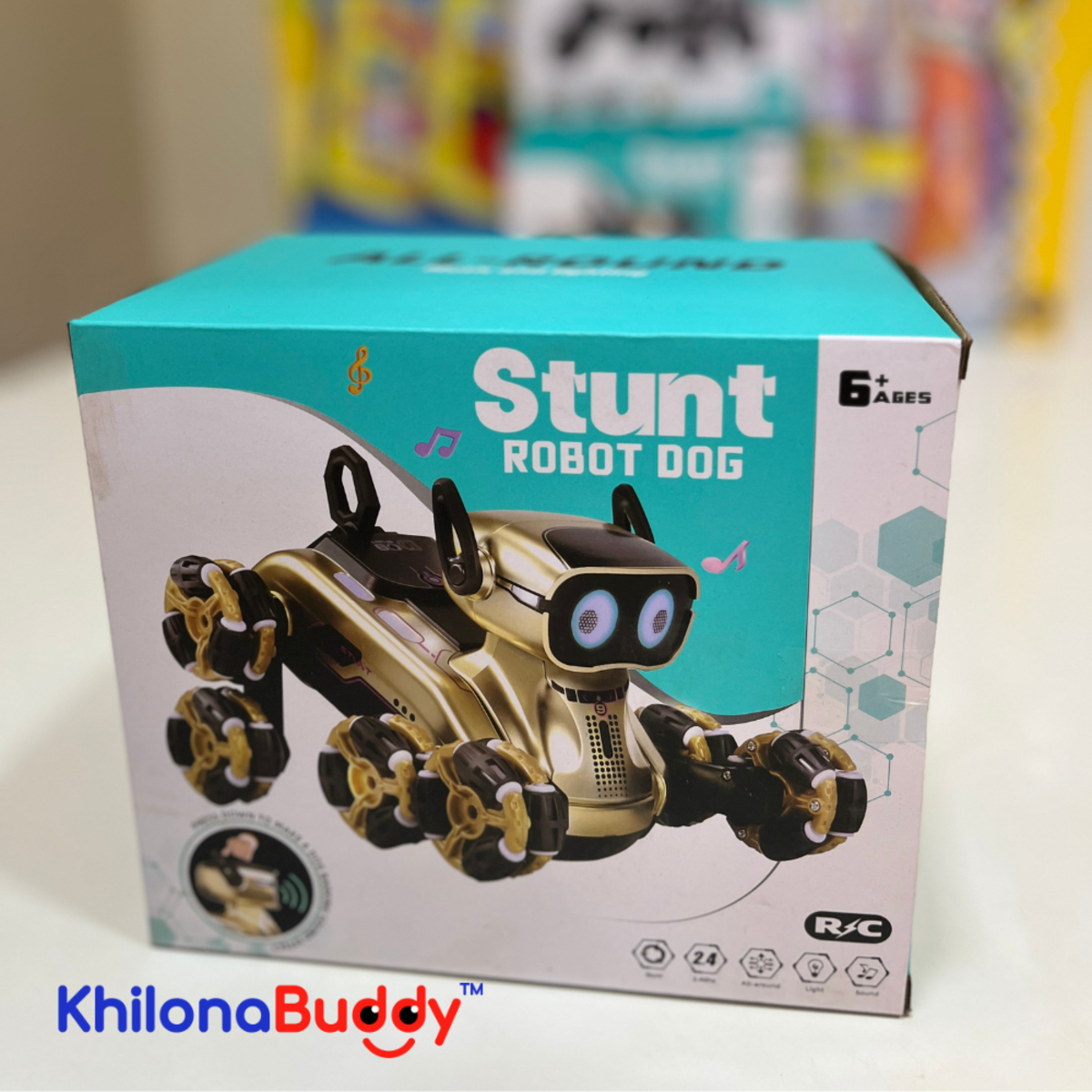 KhilonaBuddy Stunt Robot Dog | 8-Wheel All-Round Robotic Dog | Gesture & Remote Control Dual Mode
