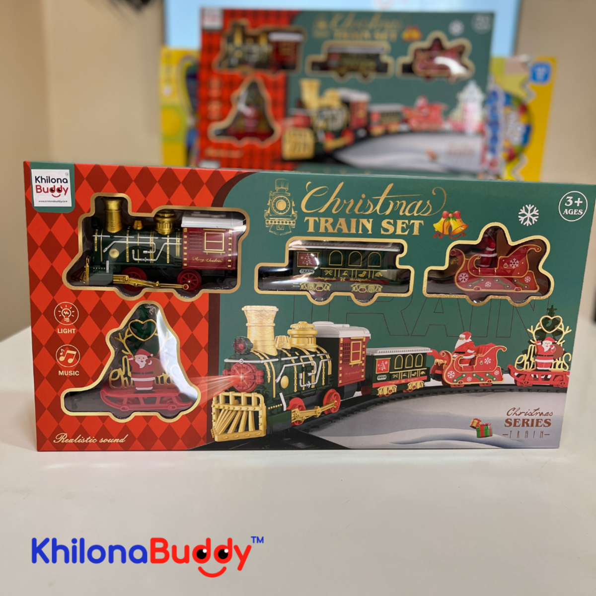 KhilonaBuddy Christmas Electric Toy Train | Track Set, Music & LED Lights | Perfect Holiday Gift