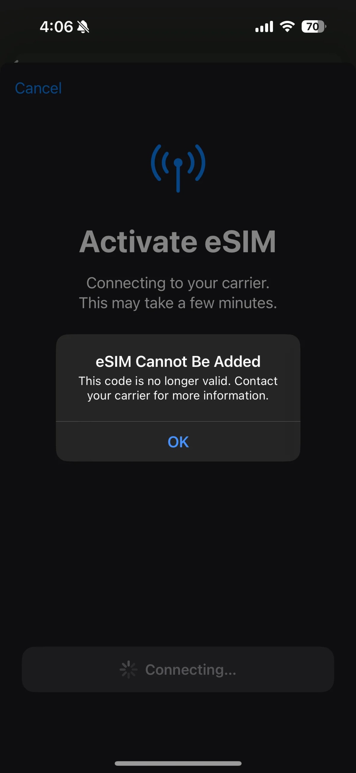 カタール空港で有効化しようとした eSIM がうまく作動せず、めちゃくちゃ焦った