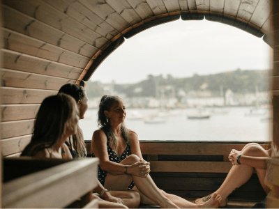 Escape to the Sauna, Falmouth Greenbank Hotel outdoor sauna in Falmouth, Cornwall, South West
