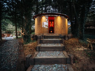 The Wildwood Spa outdoor sauna in Mawgan Porth, Cornwall, South West