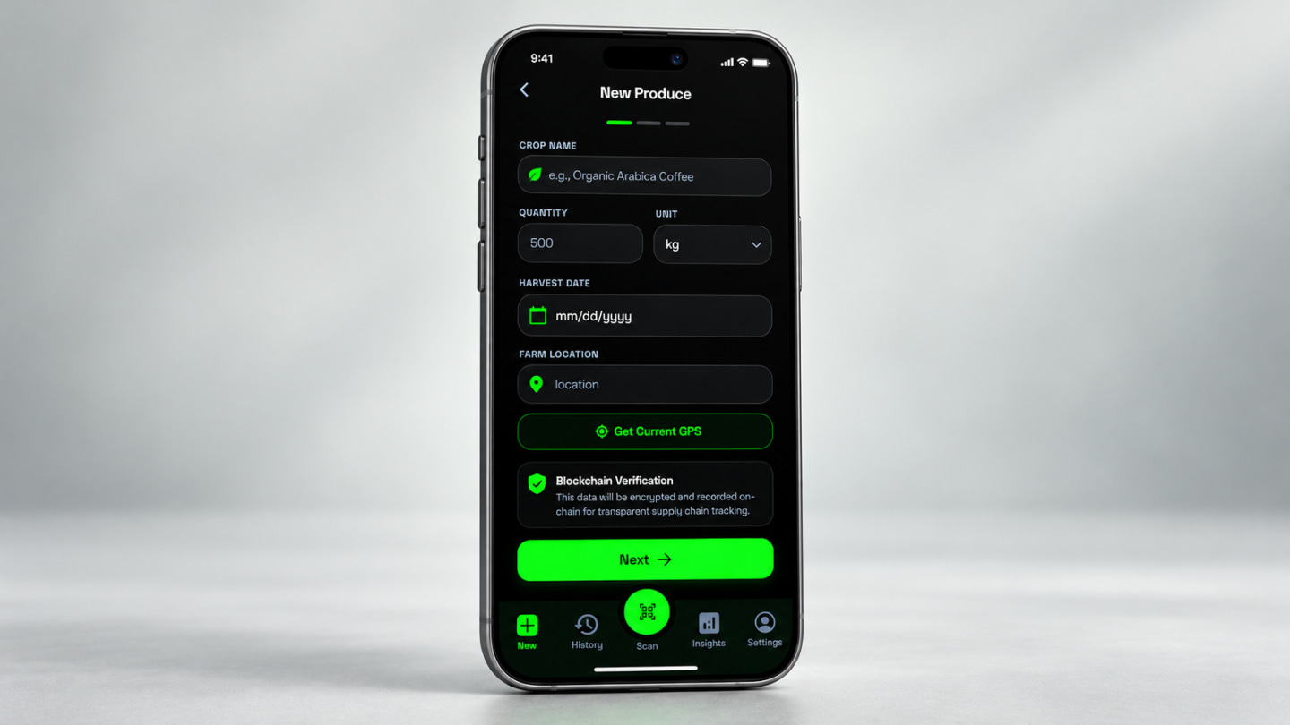 Farmer app / Register a new harvest
