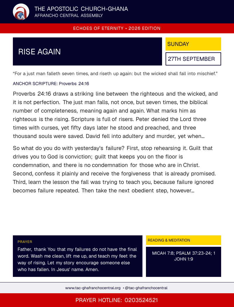 Echoes of Eternity devotional flyer – Rise Again