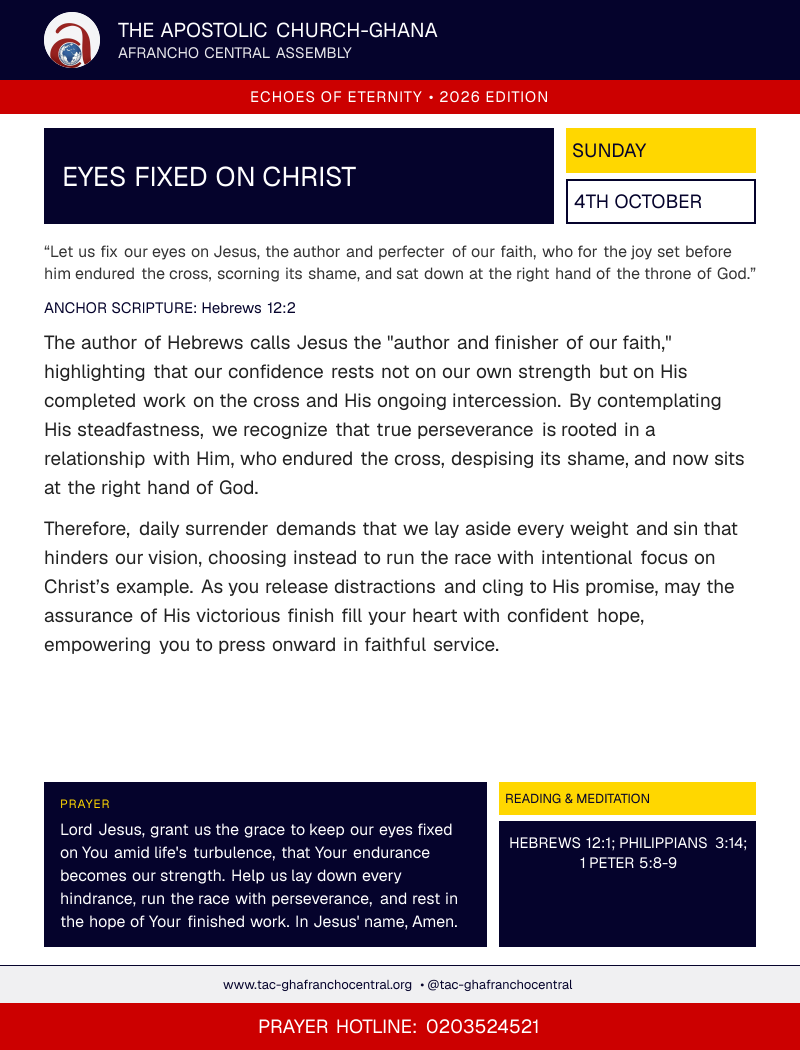 Echoes of Eternity devotional flyer – Eyes Fixed on Christ