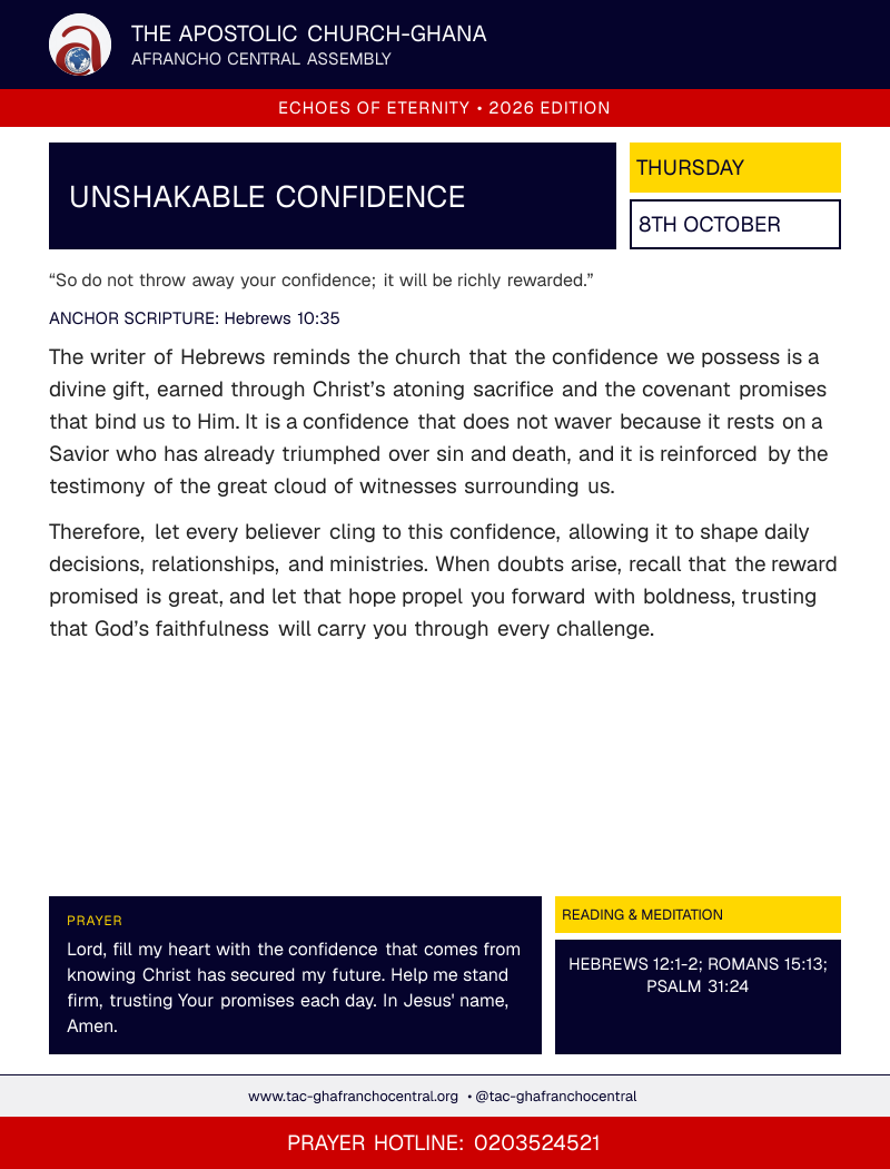 Echoes of Eternity devotional flyer – Unshakable Confidence