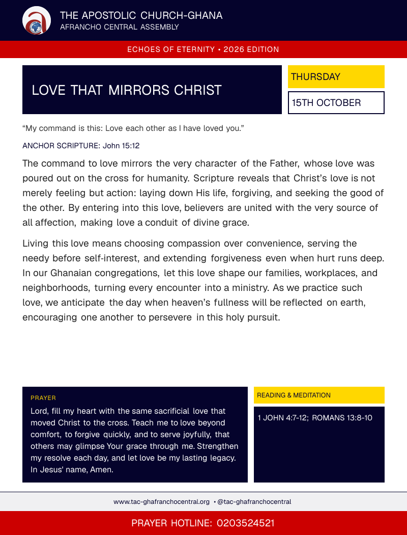 Echoes of Eternity devotional flyer – Love That Mirrors Christ