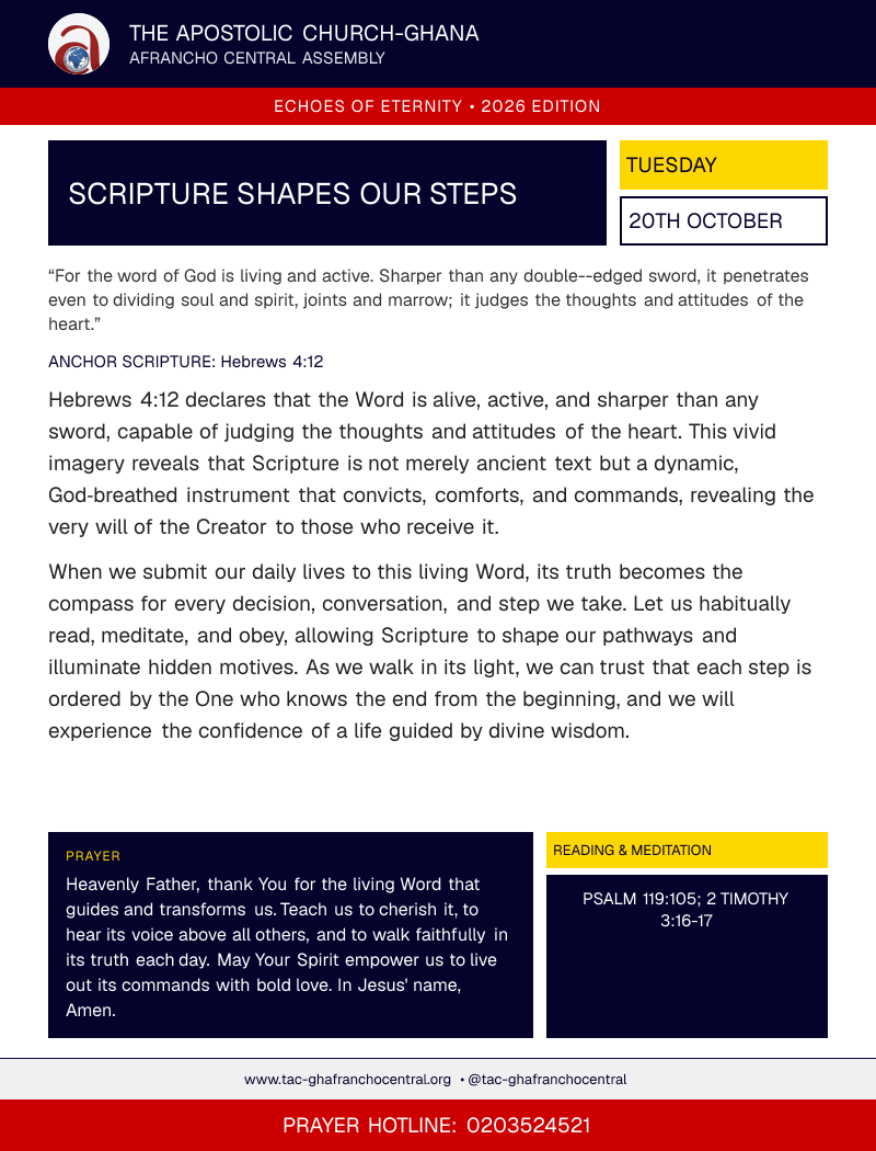 Echoes of Eternity devotional flyer – Scripture Shapes Our Steps