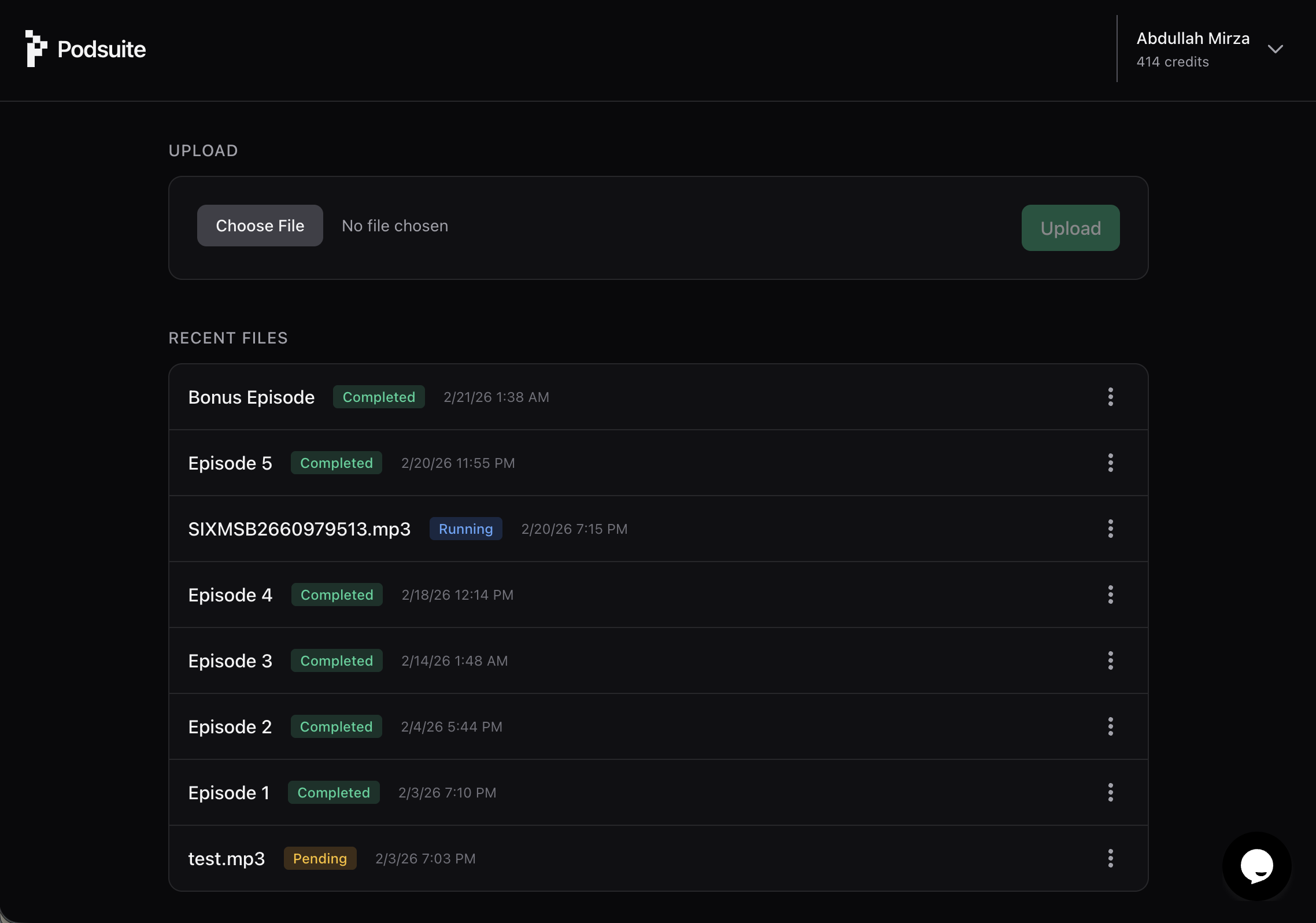 Podsuite app interface