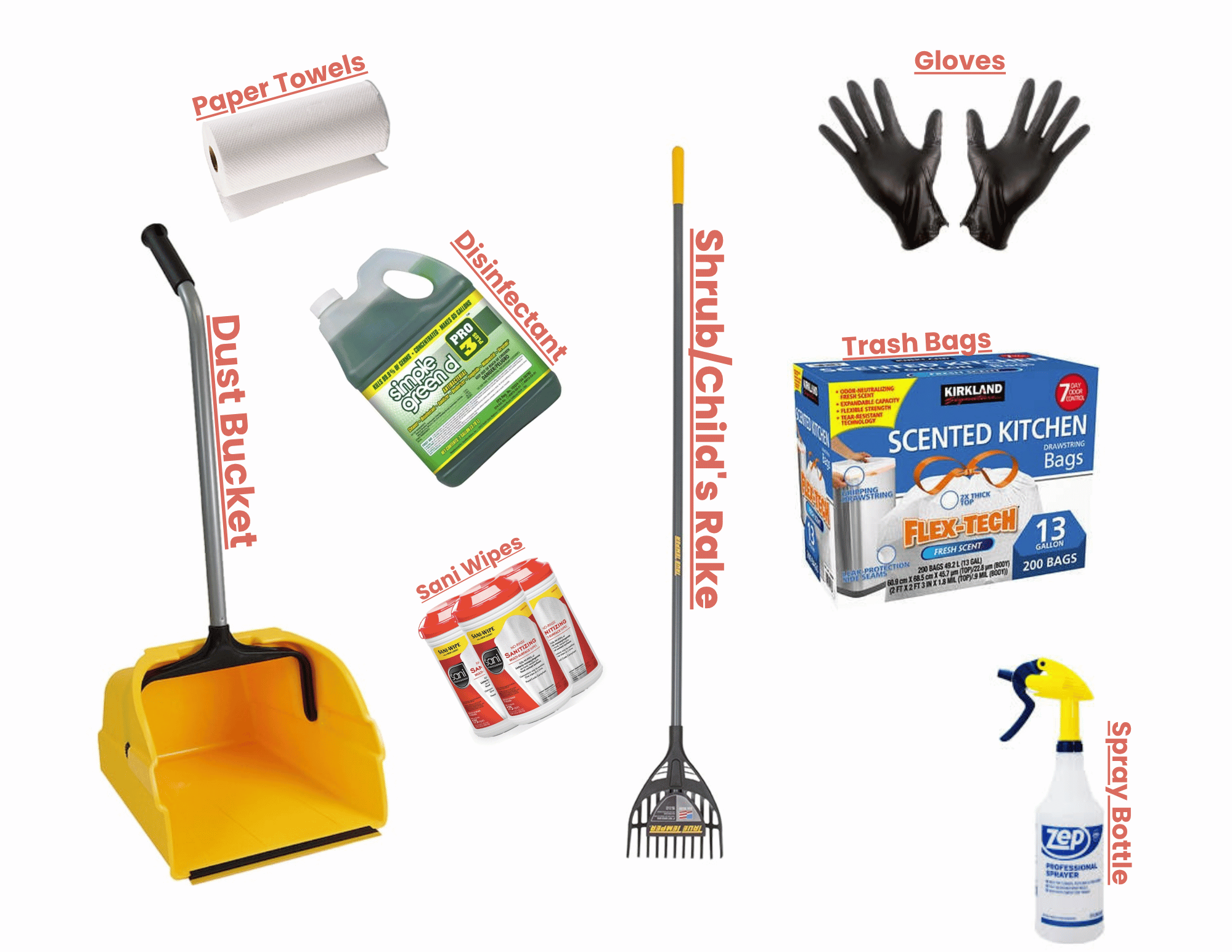Pooper scooper equipment kit laid out