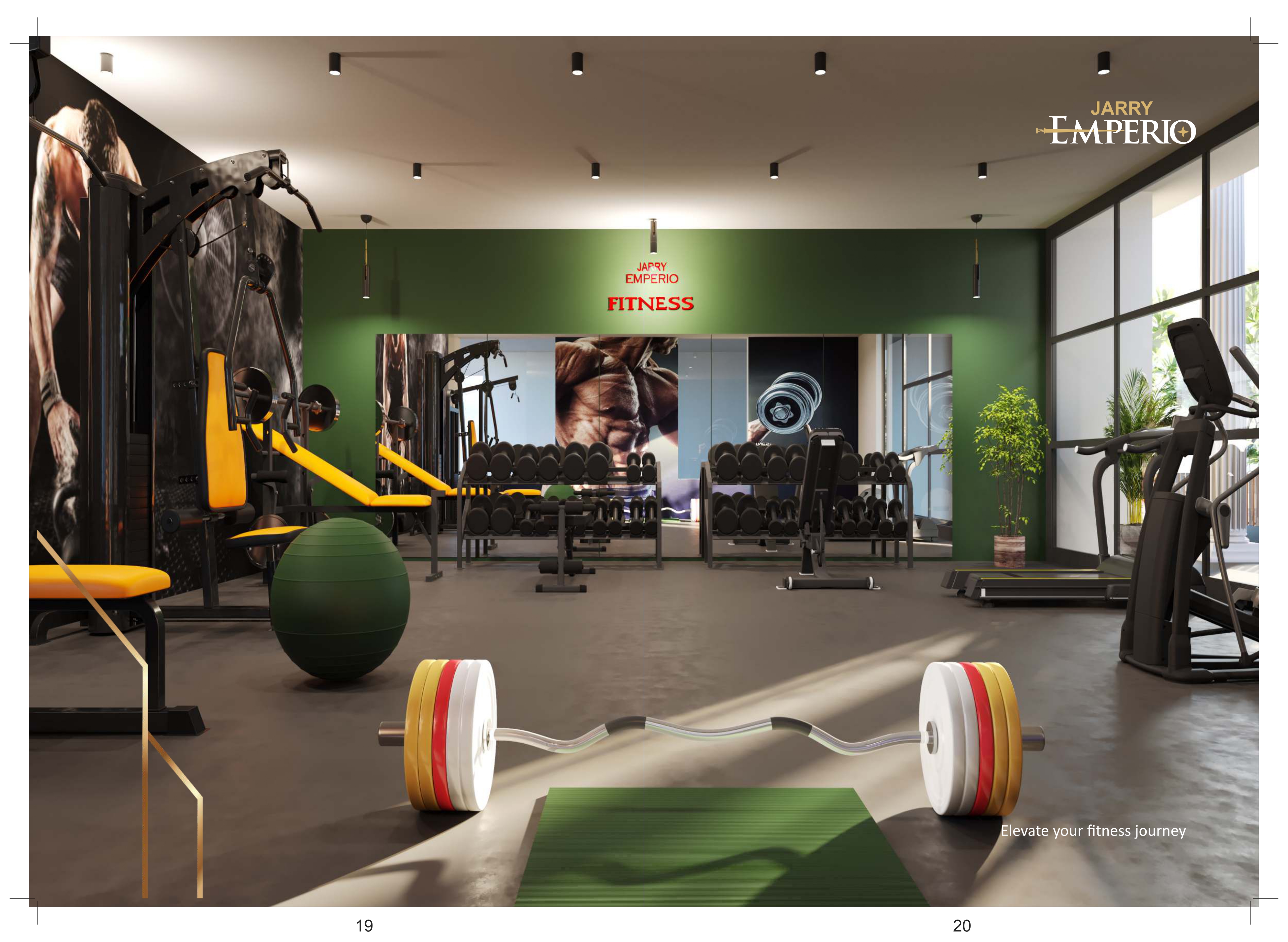 Modern luxury living room background featuring a comfortable sofa, elegant interior décor, and greenery for the Jarry Emperio residential project banner.