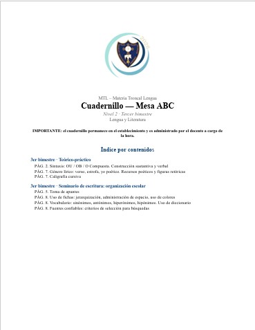 Portada de Cuadernillo — Mesa ABC