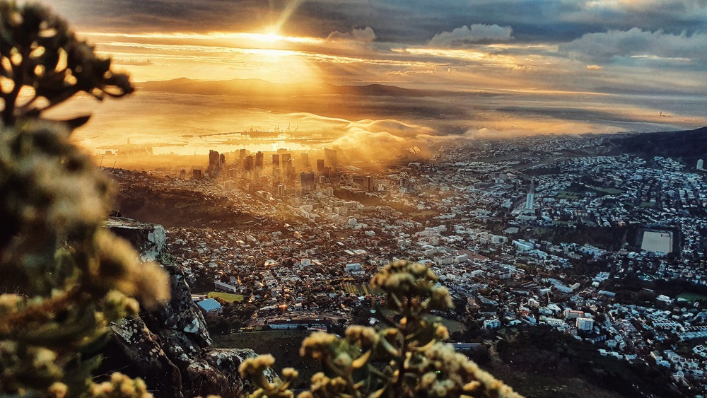 View from table mountain of the city
