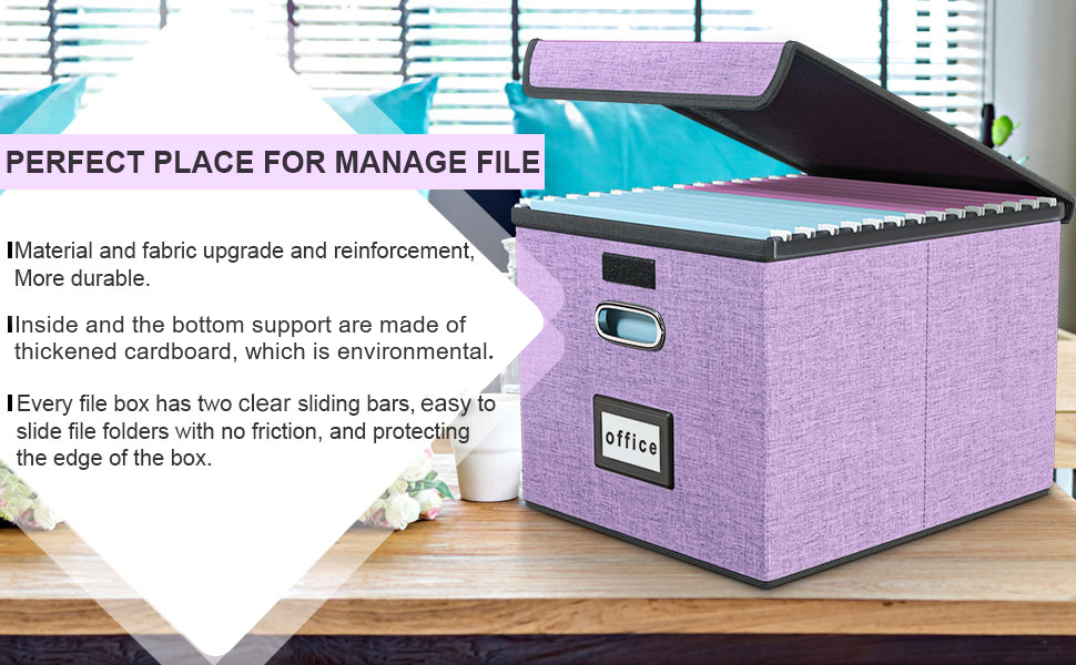  Huolewa Upgrade Portable File Organizer Box with Lid,Large  Linen Hanging Office Document Storage Box with Lid,Collapsible  Filing&Storage Box for Office/Decor/Home-14.9x12.7x10.8in,1pk-without  folders : Office Products