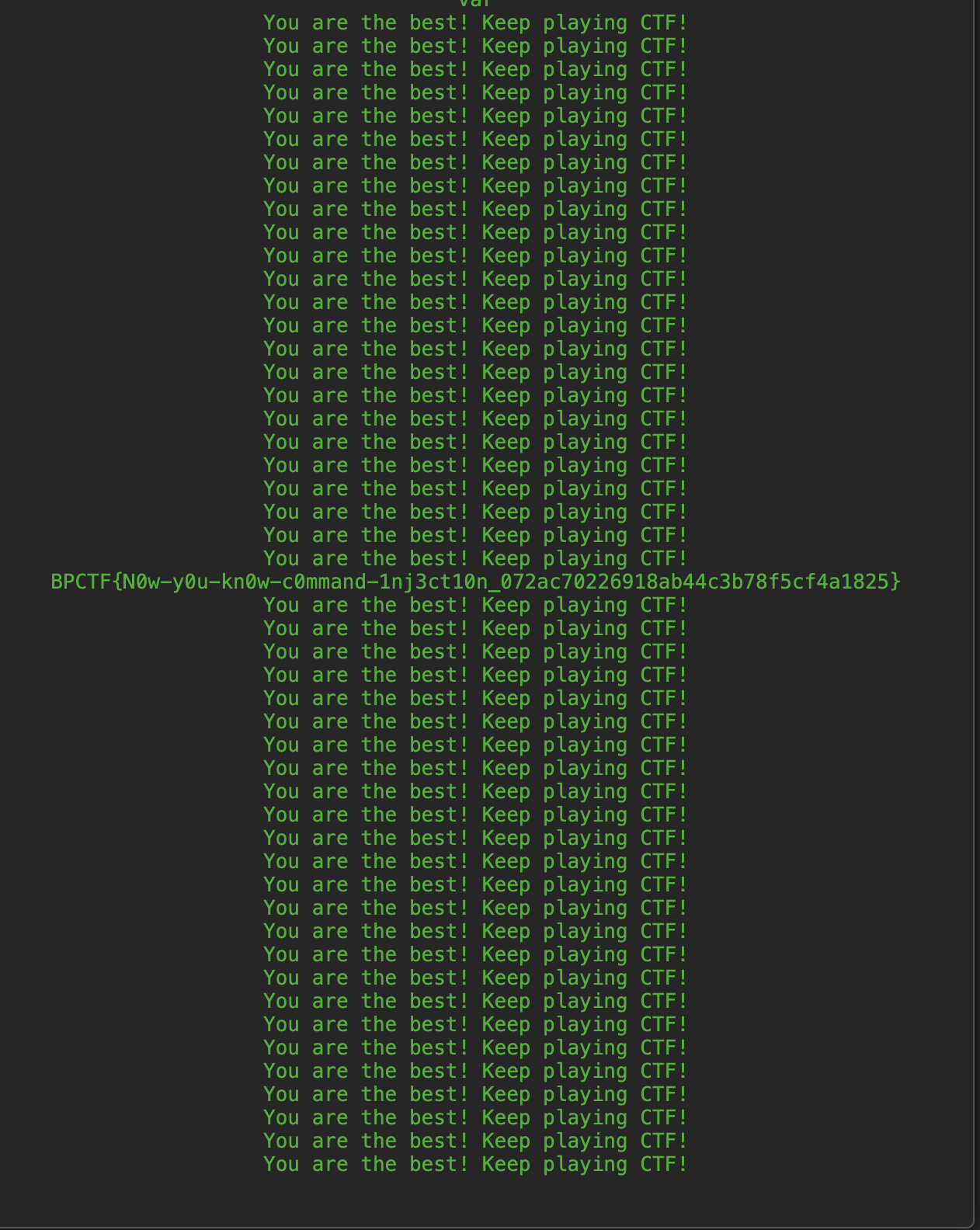 Command Injection flag file list output