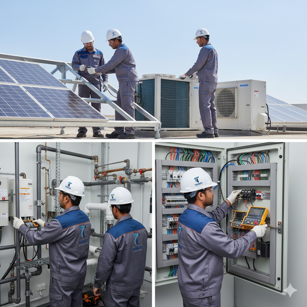 Professional construction team at work