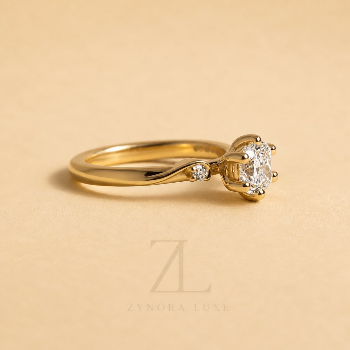 Cushion Cut Diamond Solitaire Ring with Twisted Accent Band