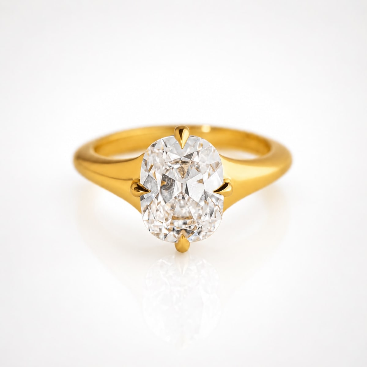 2CT Cushion Cut Lab Grown Diamond Solitaire Ring