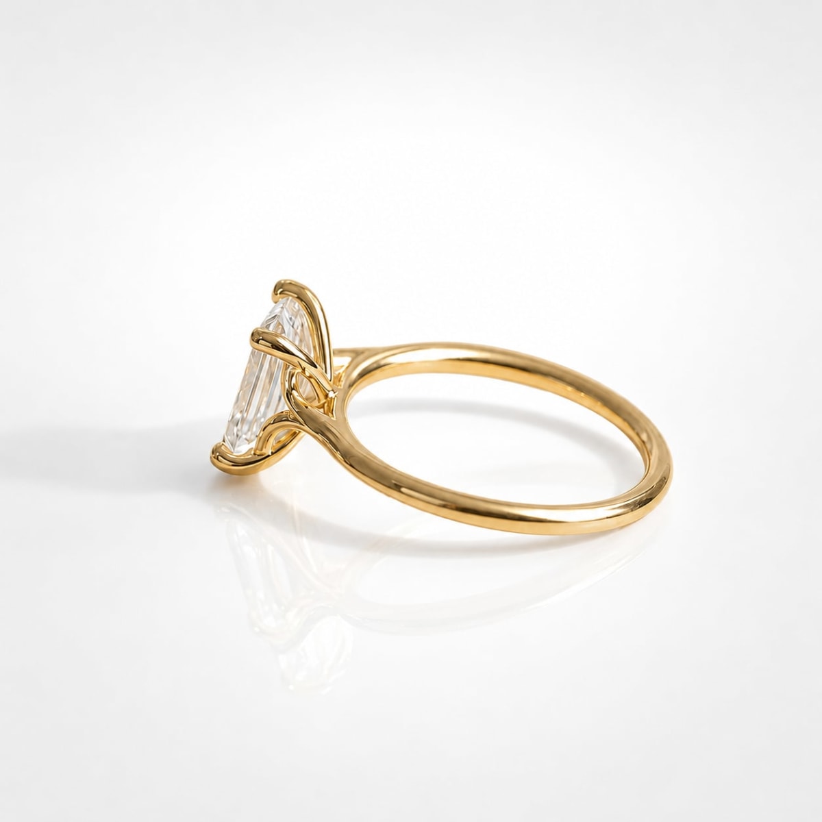 1.5CT Emerald Cut Diamond Solitaire Gold Ring