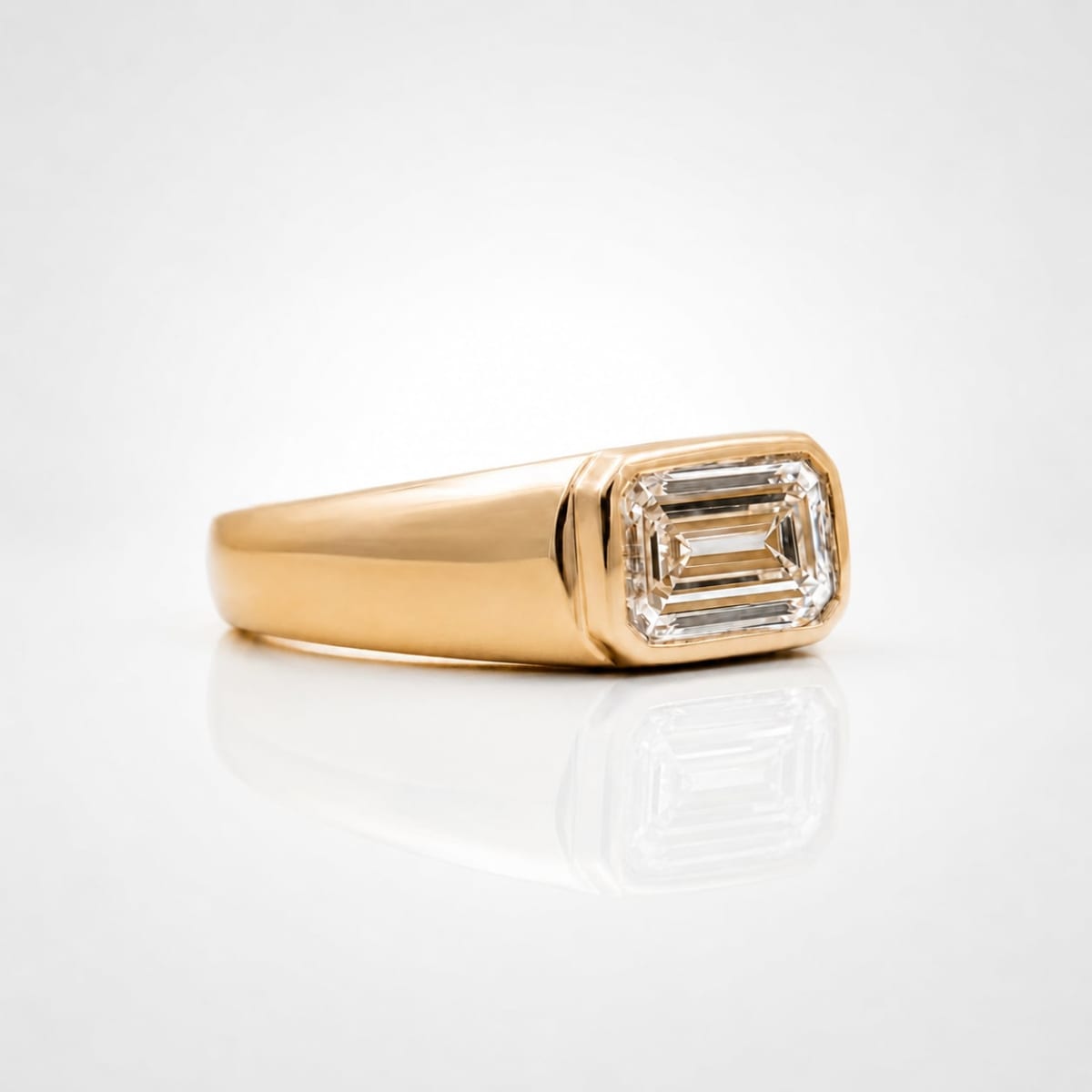 1CT Emerald Lab Grown Diamond Gold Ring