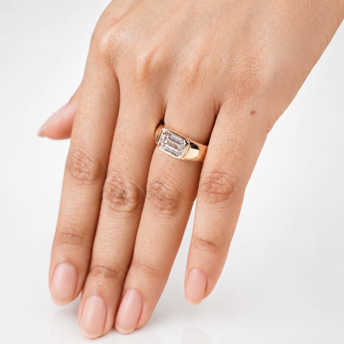 1CT Emerald Lab Grown Diamond Gold Ring