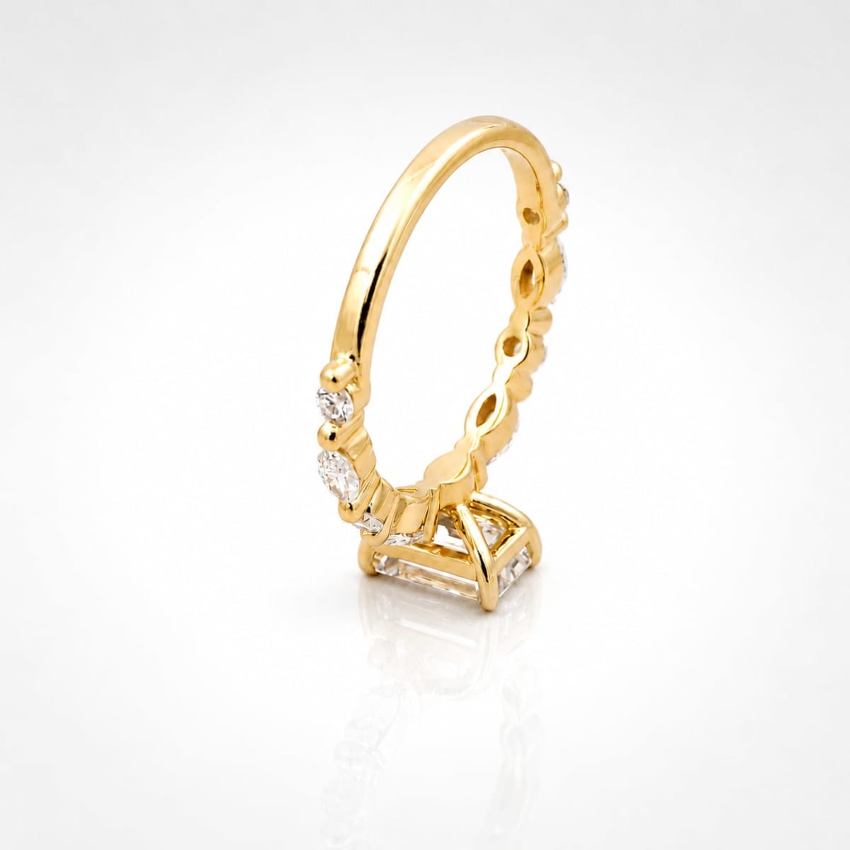 2.50 CT Emerald Cut Lab Grown Diamond Engagement Ring | Marquise Diamond Band