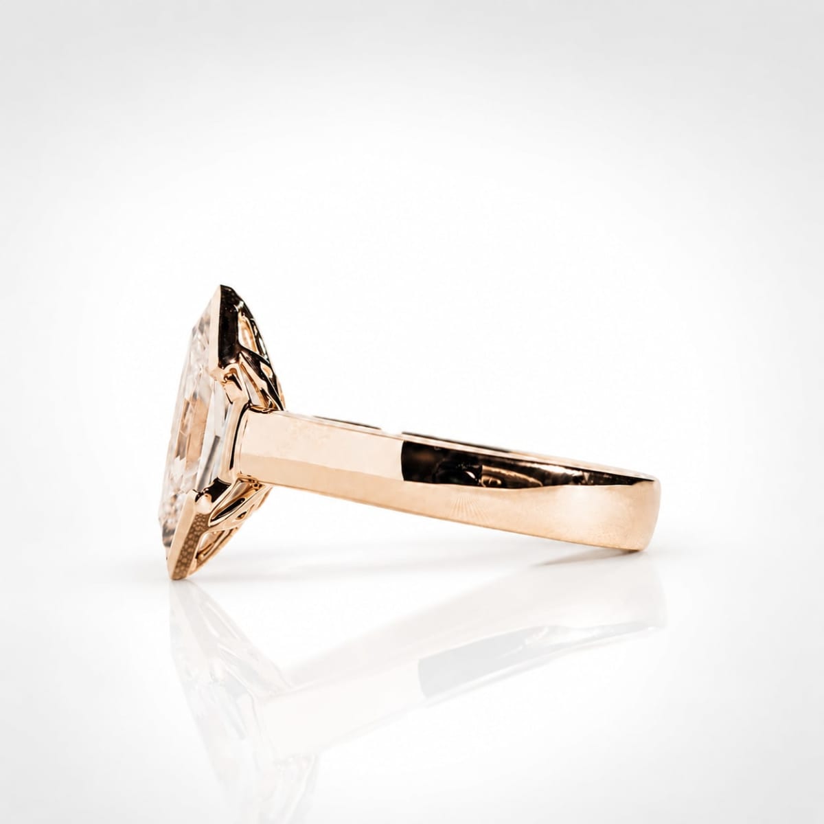2.50 CT Hexagon Cut Lab Grown Diamond Solitaire Ring in Solid Gold | Modern Bezel Engagement Ring | ZYNORALUXE
