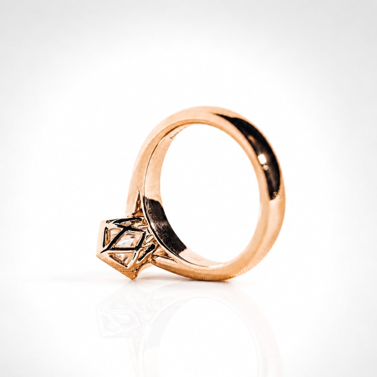 2.50 CT Hexagon Cut Lab Grown Diamond Solitaire Ring in Solid Gold | Modern Bezel Engagement Ring | ZYNORALUXE