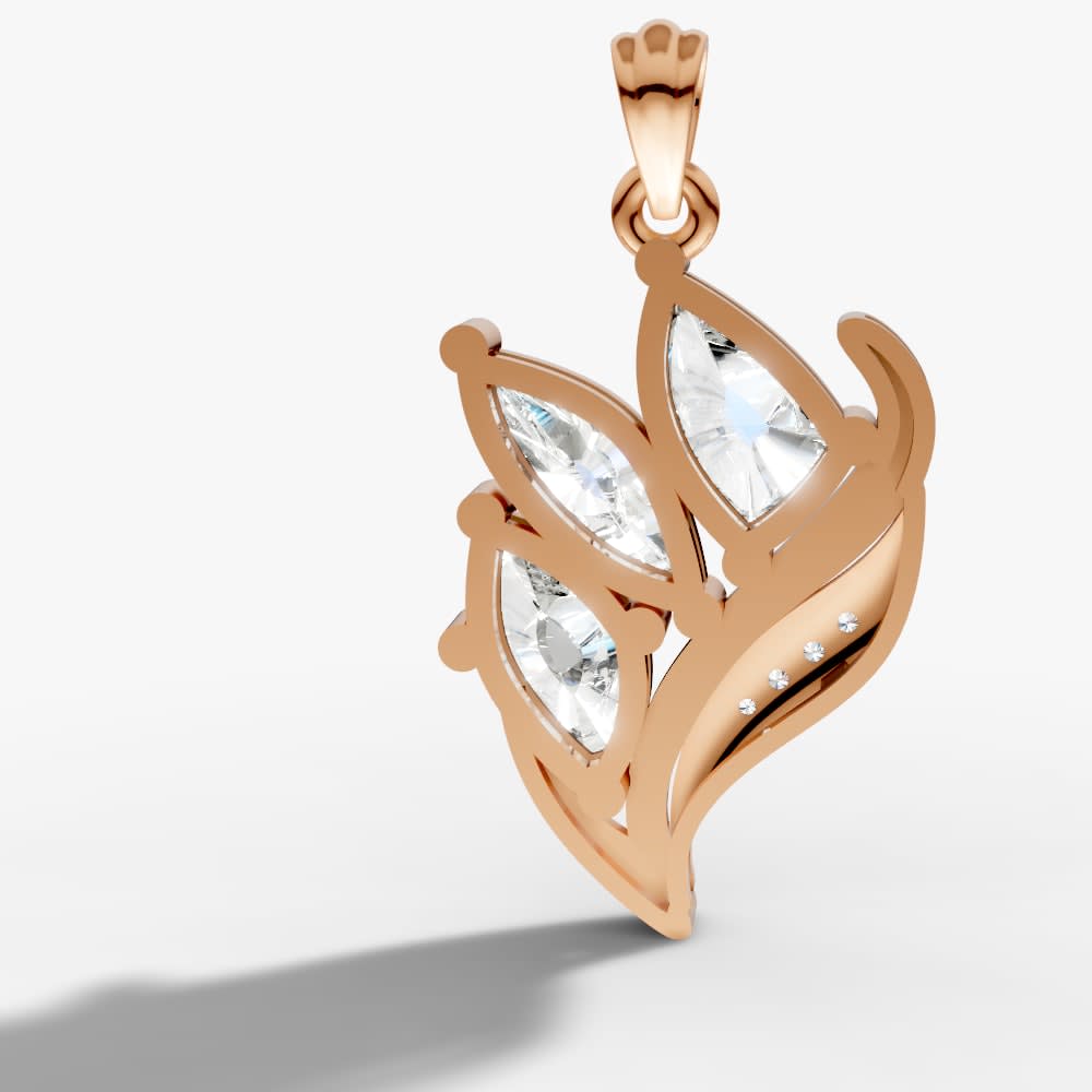 Flowing Gold Pendant with Triple Uncut Shape Lab Grown Diamonds