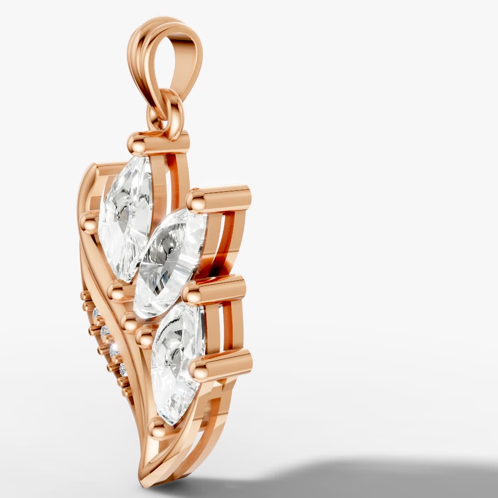 Flowing Gold Pendant with Triple Uncut Shape Lab Grown Diamonds