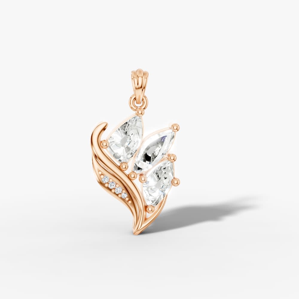 Flowing Gold Pendant with Triple Uncut Shape Lab Grown Diamonds