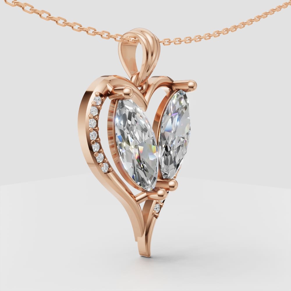 Luxury Marquise Lab Grown Diamond Heart Pendants